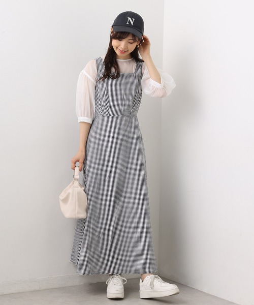 one after another NICE CLAUP(ワンアフターアナザーナイスクラップ)の「ノースリーブワンピース 前後2wayブラウスセット(ワンピース・レディース・ブラック/ブラック系その他/グリーン・FREE)」の8枚目の写真