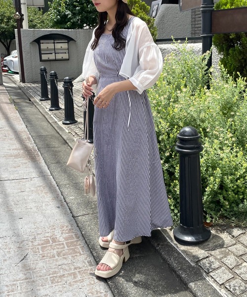 one after another NICE CLAUP(ワンアフターアナザーナイスクラップ)の「ノースリーブワンピース 前後2wayブラウスセット(ワンピース・レディース・ブラック/ブラック系その他/グリーン・FREE)」の15枚目の写真