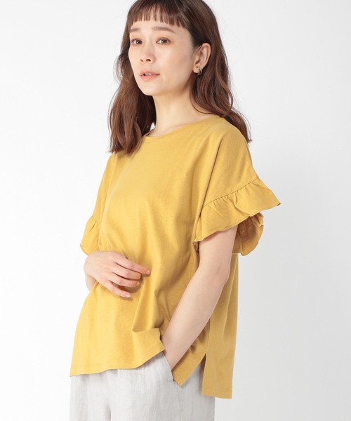 studio CLIP(スタディオクリップ)の「綿麻袖フリルカットソー(Tシャツ/カットソー・レディース・マスタード/ライトベージュ/スモーク/アイボリー・FREE)」の3枚目の写真