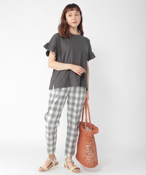 studio CLIP(スタディオクリップ)の「綿麻袖フリルカットソー(Tシャツ/カットソー・レディース・マスタード/ライトベージュ/スモーク/アイボリー・FREE)」の5枚目の写真