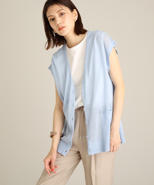 THE SHOP TK (ザ ショップ ティーケー )の「◆リネン混シアーベスト(ベスト・レディース・ライトブルー/ブラック/ライトベージュ/ピンク系・12)」の4枚目の写真