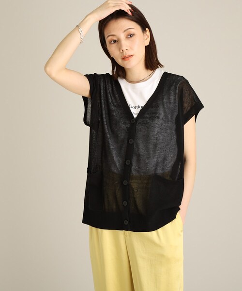 THE SHOP TK (ザ ショップ ティーケー )の「◆リネン混シアーベスト(ベスト・レディース・ライトブルー/ブラック/ライトベージュ/ピンク系・12)」の2枚目の写真