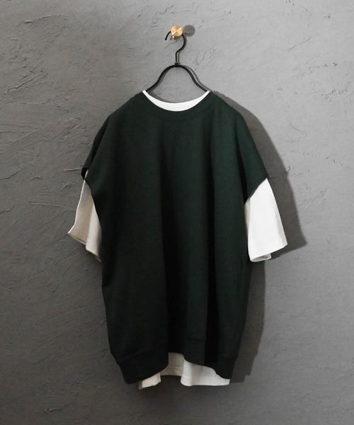 Ritzy(リッツィー)の「天竺×裏毛アンサンブル Tシャツベスト レディース メンズ(Tシャツ/カットソー・メンズ・ブラック/サックスブルー/グリーン/グレイッシュベージュ・MEDIUM/LARGE/X-LARGE)」の4枚目の写真