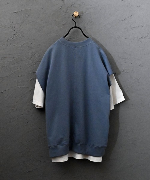 Ritzy(リッツィー)の「天竺×裏毛アンサンブル Tシャツベスト レディース メンズ(Tシャツ/カットソー・メンズ・ブラック/サックスブルー/グリーン/グレイッシュベージュ・MEDIUM/LARGE/X-LARGE)」の6枚目の写真
