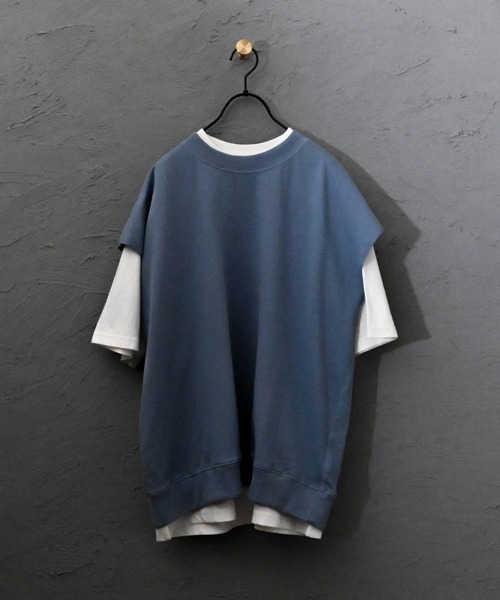 Ritzy(リッツィー)の「天竺×裏毛アンサンブル Tシャツベスト レディース メンズ(Tシャツ/カットソー・メンズ・ブラック/サックスブルー/グリーン/グレイッシュベージュ・MEDIUM/LARGE/X-LARGE)」の15枚目の写真