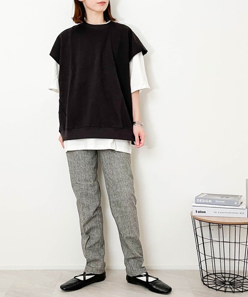 Ritzy(リッツィー)の「天竺×裏毛アンサンブル Tシャツベスト レディース メンズ(Tシャツ/カットソー・メンズ・ブラック/サックスブルー/グリーン/グレイッシュベージュ・MEDIUM/LARGE/X-LARGE)」の21枚目の写真
