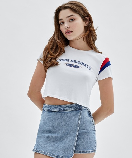 Guess（ゲス）の「GUESS Originals Baby Tee（Tシャツ/カットソー・レディース・ブルー/ホワイト・MEDIUM/SMALL/X-SMALL）」の2枚目の写真