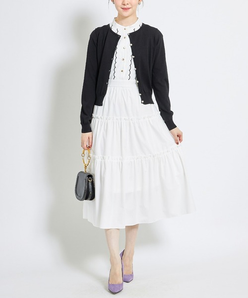tocco closet(トッコ クローゼット)の「パール釦UVカット加工カーディガン(カーディガン/ボレロ・レディース・ボルドー/ブラック/オフホワイト・M)」の22枚目の写真