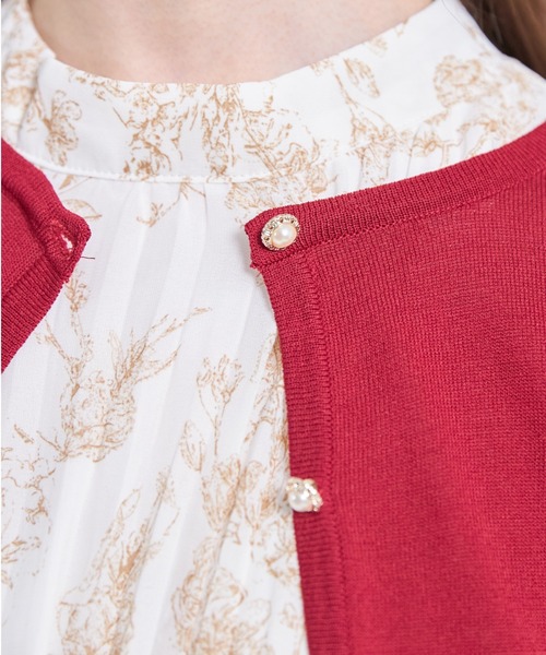 tocco closet(トッコ クローゼット)の「パール釦UVカット加工カーディガン(カーディガン/ボレロ・レディース・ボルドー/ブラック/オフホワイト・M)」の14枚目の写真