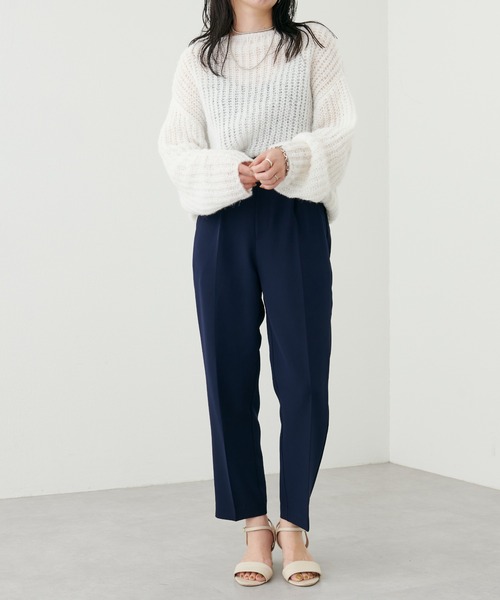 natural couture（ナチュラルクチュール）の「大人気リバイバル/2022AWアイテム/ウォッシャブル美シルエットテーパード Sサイズ（スラックス・レディース・ブラック/モカ/ライトベージュ/イエロー/グリーン/ネイビー・SMALL）」の13枚目の写真