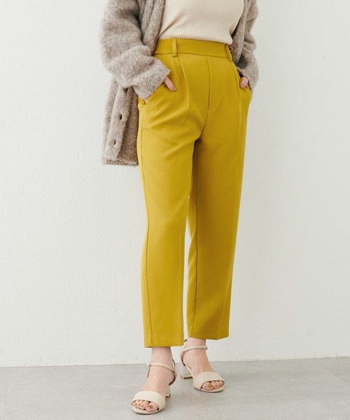 natural couture（ナチュラルクチュール）の「大人気リバイバル/2022AWアイテム/ウォッシャブル美シルエットテーパード Sサイズ（スラックス・レディース・ブラック/モカ/ライトベージュ/イエロー/グリーン/ネイビー・SMALL）」の14枚目の写真