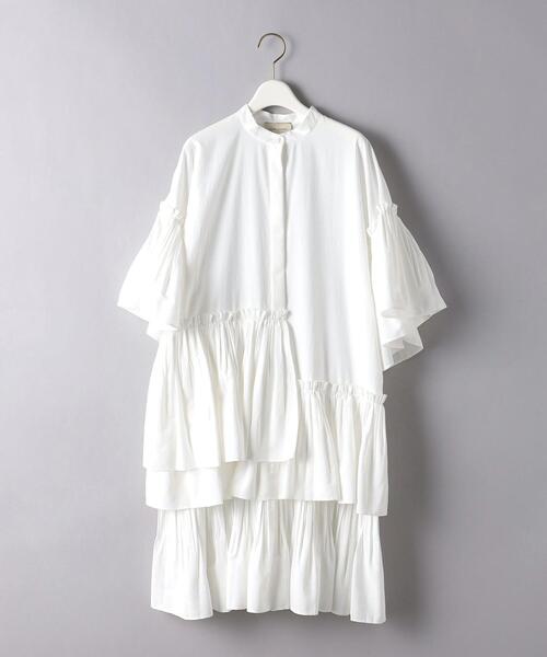 P/C フリル ワンピース ユナイテッドアローズ 六本木 ヒルズ 限定 ホワイト UNITED ARROWS（ユナイテッドアローズ）の「イレギュラーフリル
