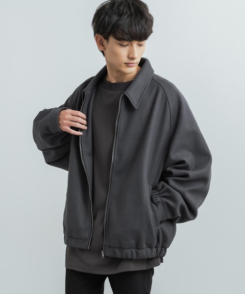 オーバーサイズ ウールテックメルトンドルマンスリーブジャケット