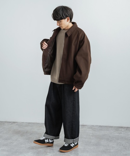オーバーサイズ ウールテックメルトンドルマンスリーブジャケット
