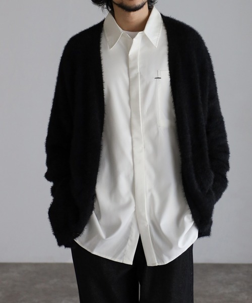 CREARE -LINO-（クレアーレリノ）の「モヘアライク シャギーニット Vネック カーディガン<ユニセックス>（カーディガン/ボレロ・メンズ・アイボリー/ブラック/グリーン/ダークネイビー・S/M/L）」の15枚目の写真