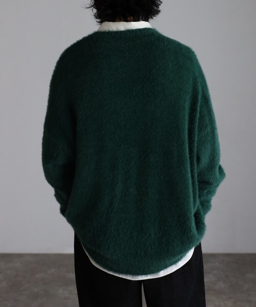 CREARE -LINO-（クレアーレリノ）の「モヘアライク シャギーニット Vネック カーディガン<ユニセックス>（カーディガン/ボレロ・メンズ・アイボリー/ブラック/グリーン/ダークネイビー・S/M/L）」の22枚目の写真