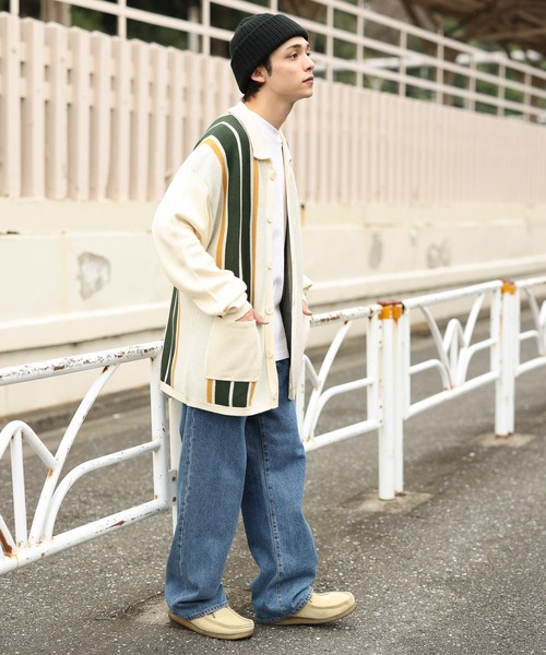 WEGO(ウィゴー)の「WEGO/スウェットライクカーディガン(カーディガン/ボレロ・メンズ・ブラウン/アイボリー・LARGE/MEDIUM)」の6枚目の写真