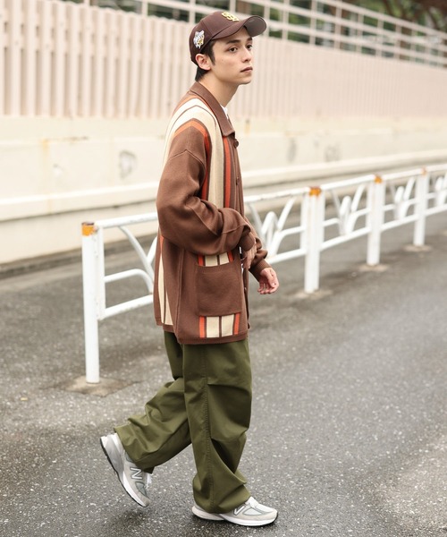 WEGO(ウィゴー)の「WEGO/スウェットライクカーディガン(カーディガン/ボレロ・メンズ・ブラウン/アイボリー・LARGE/MEDIUM)」の12枚目の写真