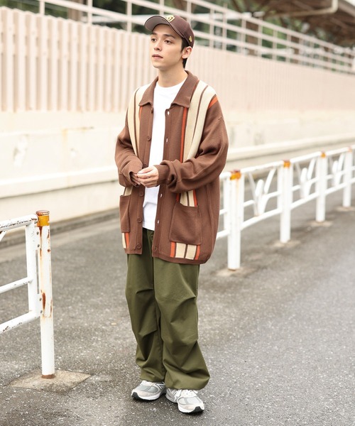 WEGO(ウィゴー)の「WEGO/スウェットライクカーディガン(カーディガン/ボレロ・メンズ・ブラウン/アイボリー・LARGE/MEDIUM)」の11枚目の写真