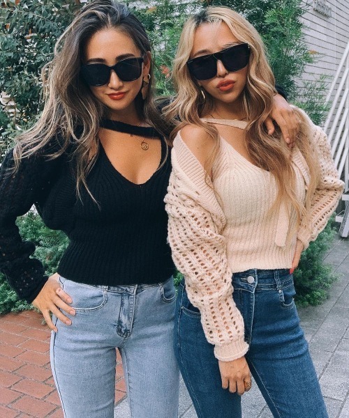 esutoreja（エストレジャ）の「ニットキャミ&カーディガンセット（ニット/セーター・レディース・ブラック/アイボリー/ベージュ・FREE）」の4枚目の写真