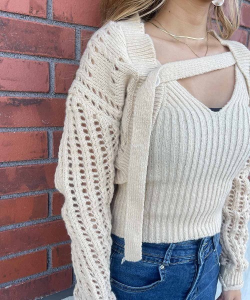 esutoreja（エストレジャ）の「ニットキャミ&カーディガンセット（ニット/セーター・レディース・ブラック/アイボリー/ベージュ・FREE）」の11枚目の写真