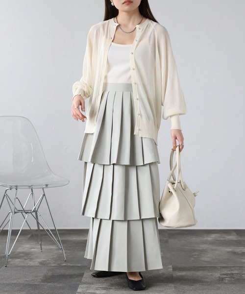DT MaxMara ★ ウール フレアプリーツスカート GABBIANO レッド Weekend Max Mara｜グラデーションプリーツスカート