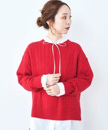 le.coeur blanc | ケーブル編みクルーニット(ニット/セーター)