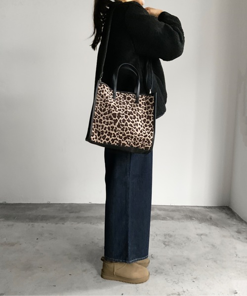 SPRUCE(スプルース)の「EM : SPRUCE ジャガード 2WAY トートバッグ 軽量(トートバッグ・レディース・ダークグリーン/ブラック/レオパード・FREE)」の1枚目の写真