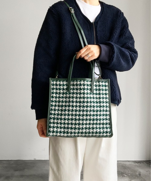 SPRUCE(スプルース)の「EM : SPRUCE ジャガード 2WAY トートバッグ 軽量(トートバッグ・レディース・ダークグリーン/ブラック/レオパード・FREE)」の3枚目の写真