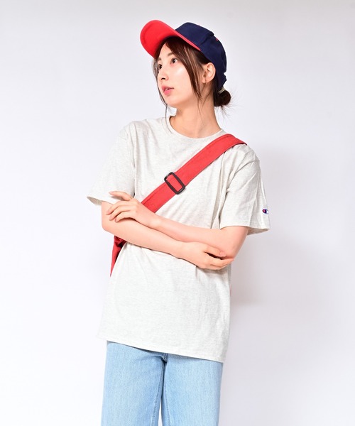 Alite cloth(アリーテクロス)の「CAMPION 袖ワンポイントTシャツ(Tシャツ/カットソー・レディース・ブラック/グレー/ネイビー/ホワイト/チャコール/オートミール/オレンジ/パープル/イエロー/ダークグリーン・S/M/L/XL)」の6枚目の写真
