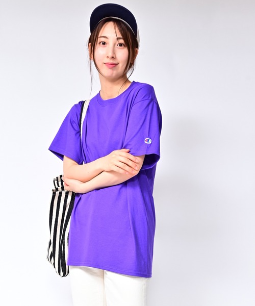 Alite cloth(アリーテクロス)の「CAMPION 袖ワンポイントTシャツ(Tシャツ/カットソー・レディース・ブラック/グレー/ネイビー/ホワイト/チャコール/オートミール/オレンジ/パープル/イエロー/ダークグリーン・S/M/L/XL)」の9枚目の写真