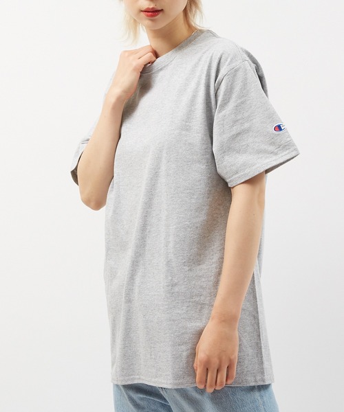 Alite cloth(アリーテクロス)の「CAMPION 袖ワンポイントTシャツ(Tシャツ/カットソー・レディース・ブラック/グレー/ネイビー/ホワイト/チャコール/オートミール/オレンジ/パープル/イエロー/ダークグリーン・S/M/L/XL)」の4枚目の写真