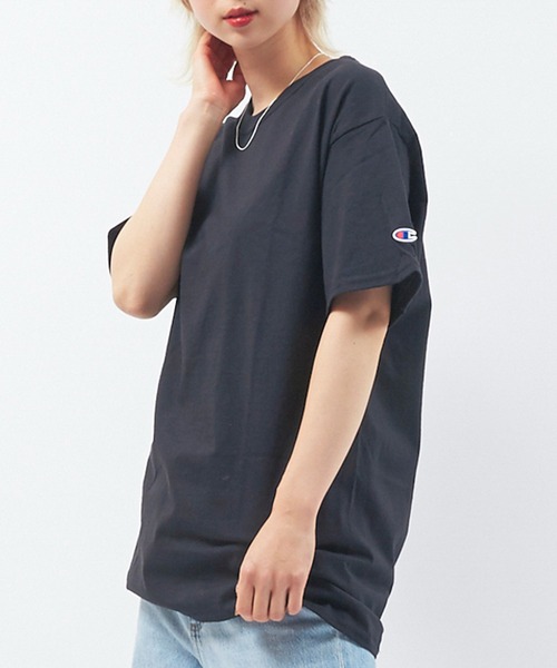 Alite cloth(アリーテクロス)の「CAMPION 袖ワンポイントTシャツ(Tシャツ/カットソー・レディース・ブラック/グレー/ネイビー/ホワイト/チャコール/オートミール/オレンジ/パープル/イエロー/ダークグリーン・S/M/L/XL)」の3枚目の写真