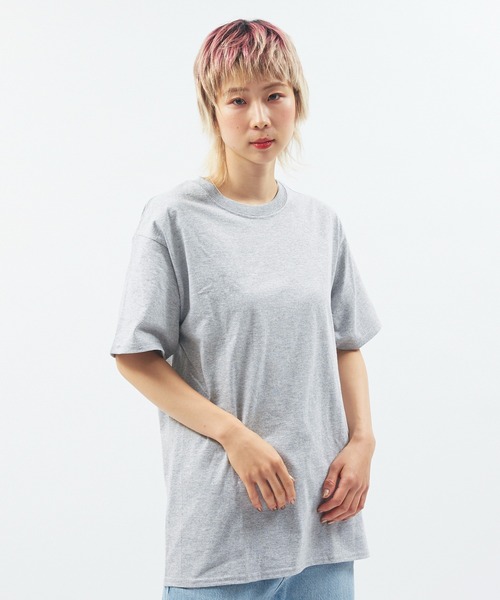Alite cloth(アリーテクロス)の「CAMPION 袖ワンポイントTシャツ(Tシャツ/カットソー・レディース・ブラック/グレー/ネイビー/ホワイト/チャコール/オートミール/オレンジ/パープル/イエロー/ダークグリーン・S/M/L/XL)」の11枚目の写真