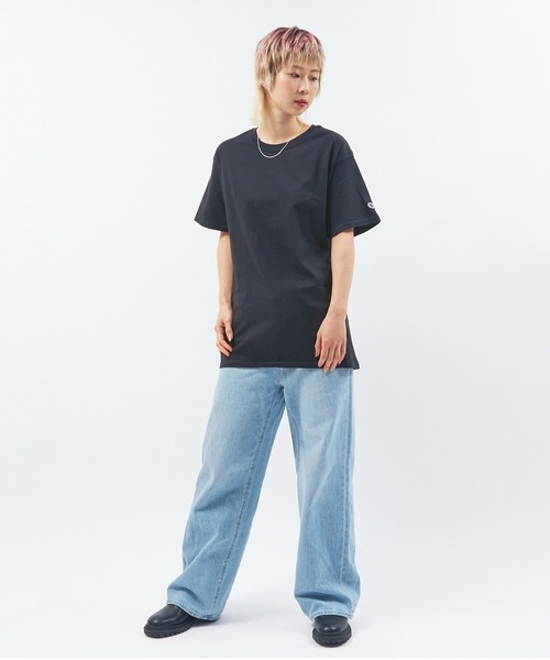 Alite cloth(アリーテクロス)の「CAMPION 袖ワンポイントTシャツ(Tシャツ/カットソー・レディース・ブラック/グレー/ネイビー/ホワイト/チャコール/オートミール/オレンジ/パープル/イエロー/ダークグリーン・S/M/L/XL)」の17枚目の写真