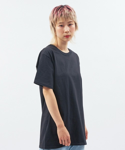 Alite cloth(アリーテクロス)の「CAMPION 袖ワンポイントTシャツ(Tシャツ/カットソー・レディース・ブラック/グレー/ネイビー/ホワイト/チャコール/オートミール/オレンジ/パープル/イエロー/ダークグリーン・S/M/L/XL)」の18枚目の写真