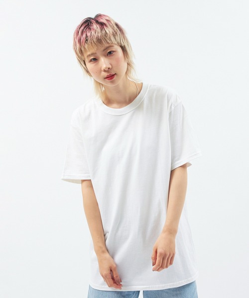 Alite cloth(アリーテクロス)の「CAMPION 袖ワンポイントTシャツ(Tシャツ/カットソー・レディース・ブラック/グレー/ネイビー/ホワイト/チャコール/オートミール/オレンジ/パープル/イエロー/ダークグリーン・S/M/L/XL)」の19枚目の写真