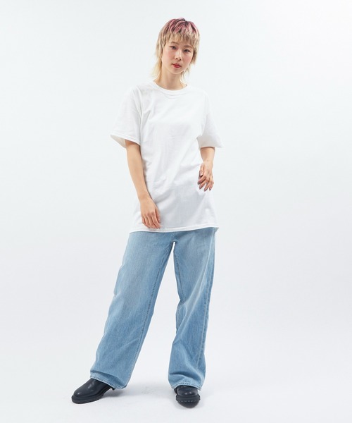 Alite cloth(アリーテクロス)の「CAMPION 袖ワンポイントTシャツ(Tシャツ/カットソー・レディース・ブラック/グレー/ネイビー/ホワイト/チャコール/オートミール/オレンジ/パープル/イエロー/ダークグリーン・S/M/L/XL)」の20枚目の写真