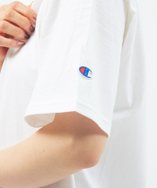 Alite cloth(アリーテクロス)の「CAMPION 袖ワンポイントTシャツ(Tシャツ/カットソー・レディース・ブラック/グレー/ネイビー/ホワイト/チャコール/オートミール/オレンジ/パープル/イエロー/ダークグリーン・S/M/L/XL)」の21枚目の写真