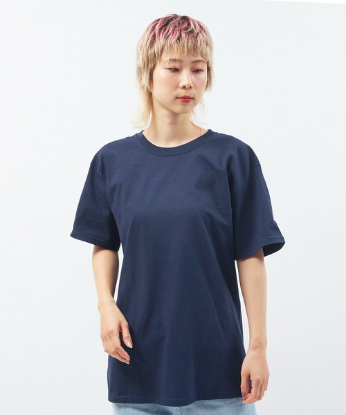 Alite cloth(アリーテクロス)の「CAMPION 袖ワンポイントTシャツ(Tシャツ/カットソー・レディース・ブラック/グレー/ネイビー/ホワイト/チャコール/オートミール/オレンジ/パープル/イエロー/ダークグリーン・S/M/L/XL)」の22枚目の写真
