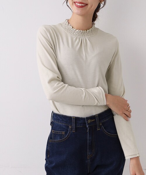 DRESKIP（ドレスキップ）の「◆【吸湿発熱】シャ－リング衿レースプルオーバー（Tシャツ/カットソー・レディース・ナチュラル/ブラック/オフホワイト・03/02/04）」の3枚目の写真