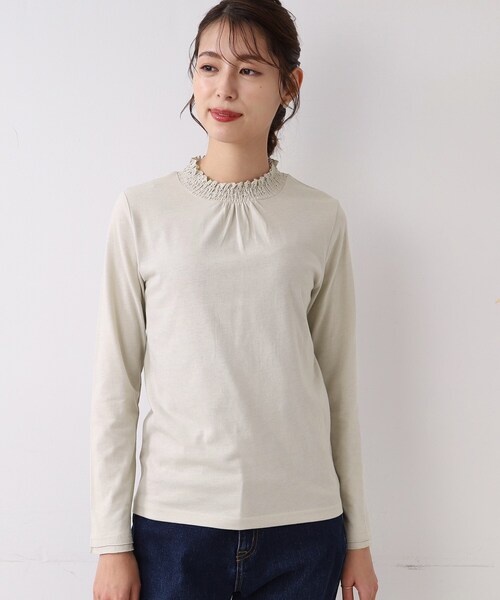 DRESKIP（ドレスキップ）の「◆【吸湿発熱】シャ－リング衿レースプルオーバー（Tシャツ/カットソー・レディース・ナチュラル/ブラック/オフホワイト・03/02/04）」の4枚目の写真