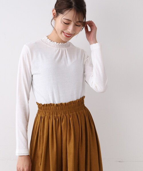 DRESKIP（ドレスキップ）の「◆【吸湿発熱】シャ－リング衿レースプルオーバー（Tシャツ/カットソー・レディース・ナチュラル/ブラック/オフホワイト・03/02/04）」の10枚目の写真