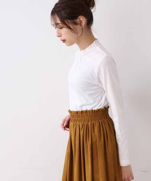 DRESKIP（ドレスキップ）の「◆【吸湿発熱】シャ－リング衿レースプルオーバー（Tシャツ/カットソー・レディース・ナチュラル/ブラック/オフホワイト・03/02/04）」の11枚目の写真