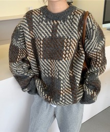 Chaco closet | ジャガード配色チェックニットプルオーバー(ニット/セーター)