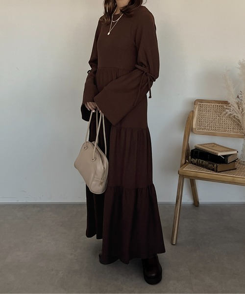 apres jour clair（アプレジュールクレア）の「【apres jour clair】カットジャガードティアードワンピース【ZOZOTOWN限定アイテム】（ワンピース・レディース・ダークブラウン/ベージュ/アイボリー・X-LARGE/フリー）」の21枚目の写真