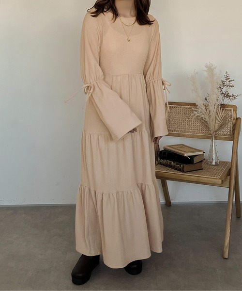 apres jour clair（アプレジュールクレア）の「【apres jour clair】カットジャガードティアードワンピース【ZOZOTOWN限定アイテム】（ワンピース・レディース・ダークブラウン/ベージュ/アイボリー・X-LARGE/フリー）」の22枚目の写真