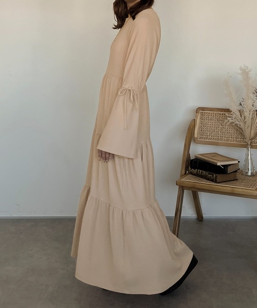 apres jour clair（アプレジュールクレア）の「【apres jour clair】カットジャガードティアードワンピース【ZOZOTOWN限定アイテム】（ワンピース・レディース・ダークブラウン/ベージュ/アイボリー・X-LARGE/フリー）」の18枚目の写真