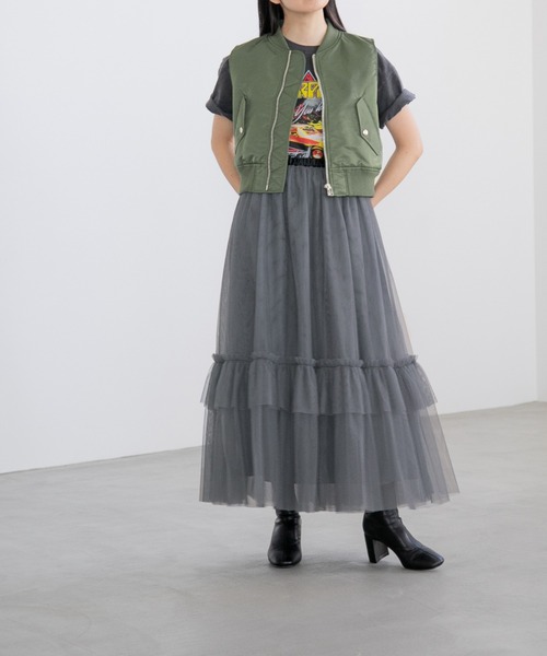 yuw（ユウ）の「２ＷＡＹチュールスカート　185183（スカート・レディース・ブラック/チャコールグレー・FREE）」の13枚目の写真
