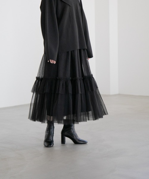 yuw（ユウ）の「２ＷＡＹチュールスカート　185183（スカート・レディース・ブラック/チャコールグレー・FREE）」の10枚目の写真
